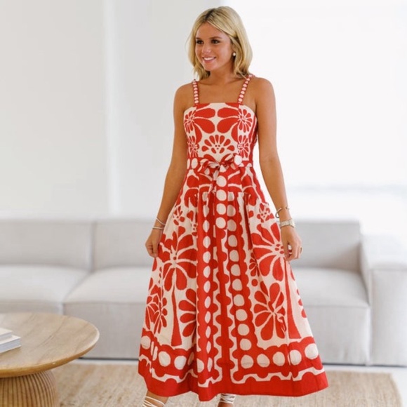 Fancy D Boutique - Ava Patterned Belted MIDI Dress - Picture 2 of 3